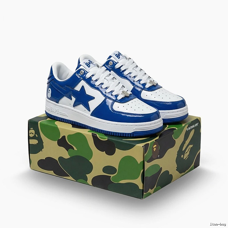 Bape Blue and White Trendy Sports Shoes