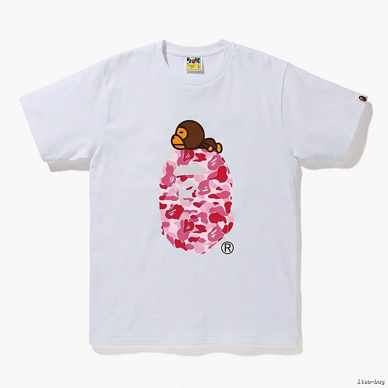 Bape camouflage cartoon-style white T-shirt