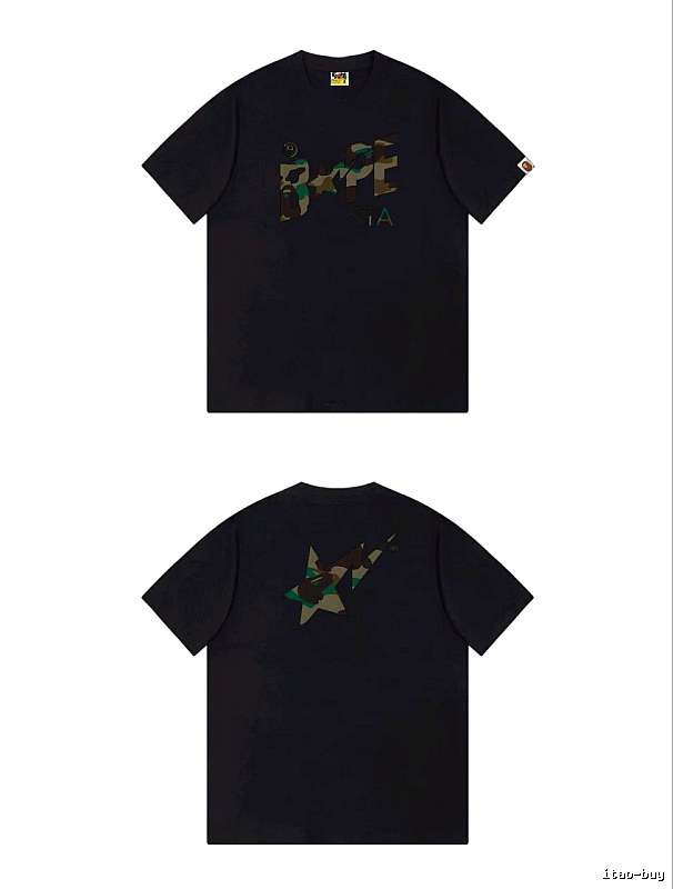 Bape camouflage style black T-shirt