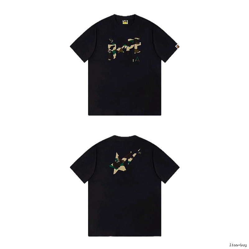 Bape camouflage style black T-shirt