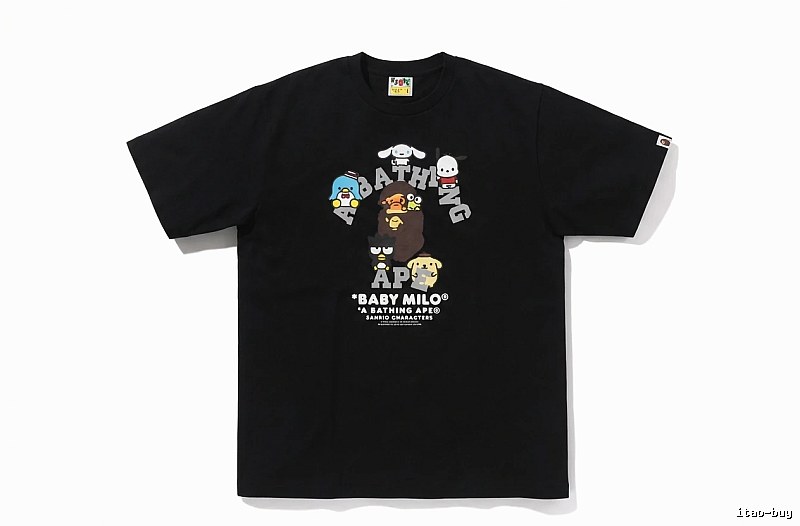 Bape cartoon print trendy brand black T-shirt