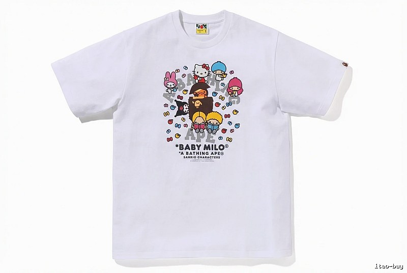 Bape cartoon - printed white T - shirt