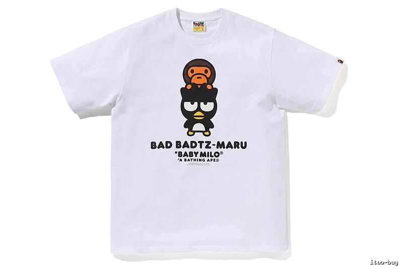 Bape cartoon - printed white T - shirt