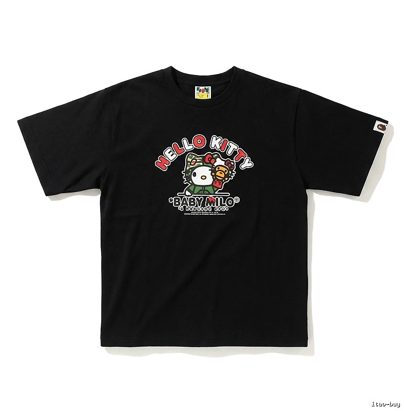 Bape Co-branded Cartoon Style Black T-shirt