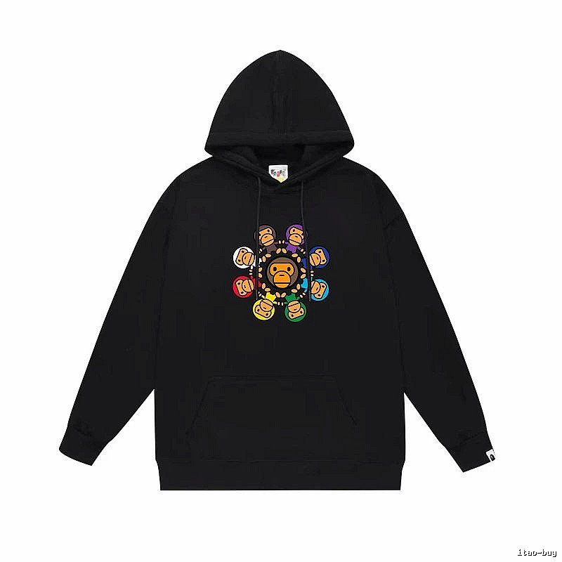 Bape Colorful Ape Style Black Hoodie