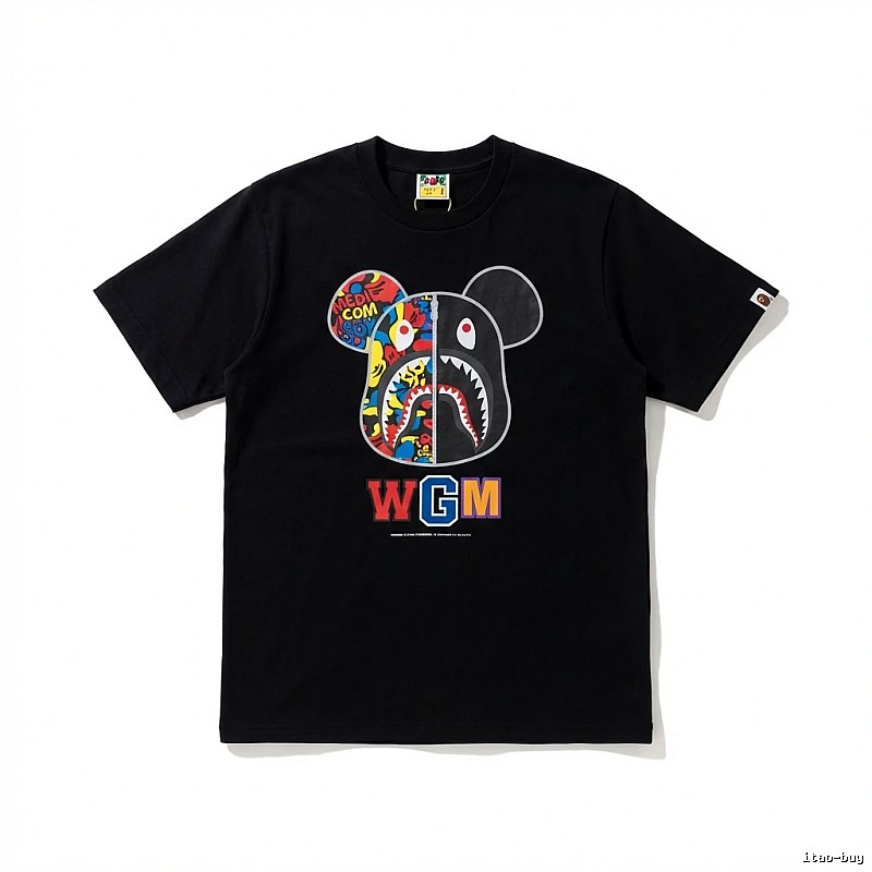 Bape Mickey Shark trendy brand black T-shirt