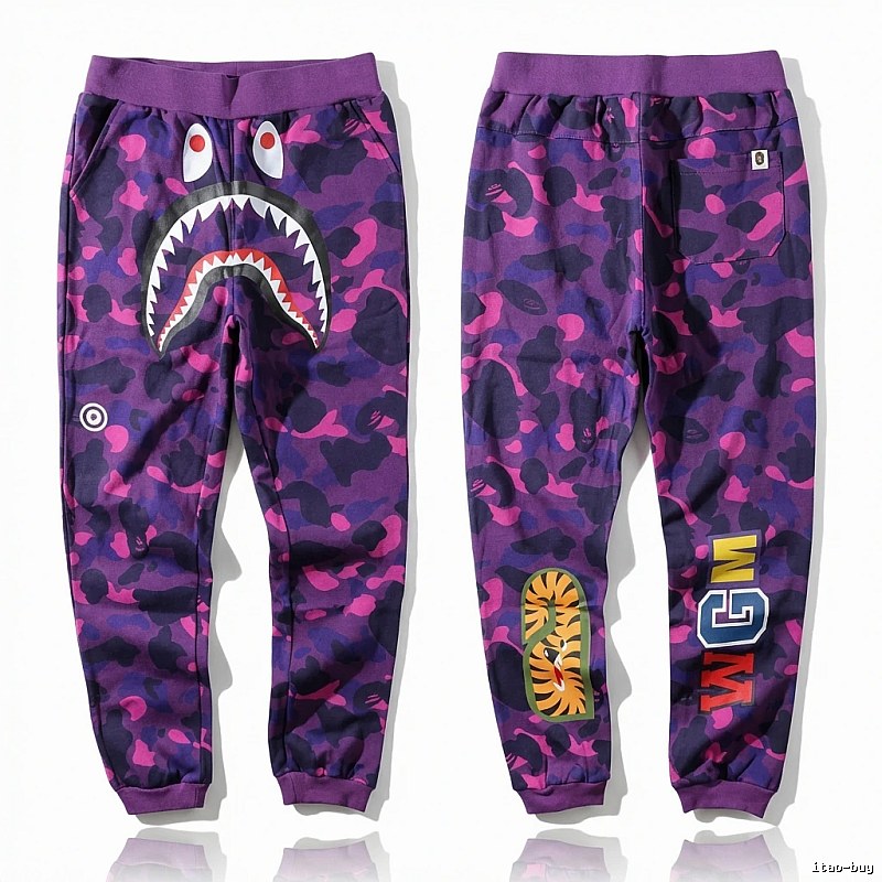 Bape Shark Camouflage Style Purple Pants