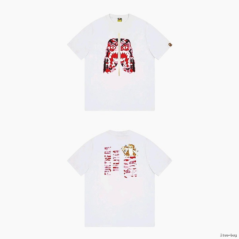 Bape Shark Camouflage Style White T-shirt
