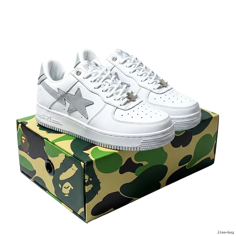Bape Silver Star Simple Style White Shoes