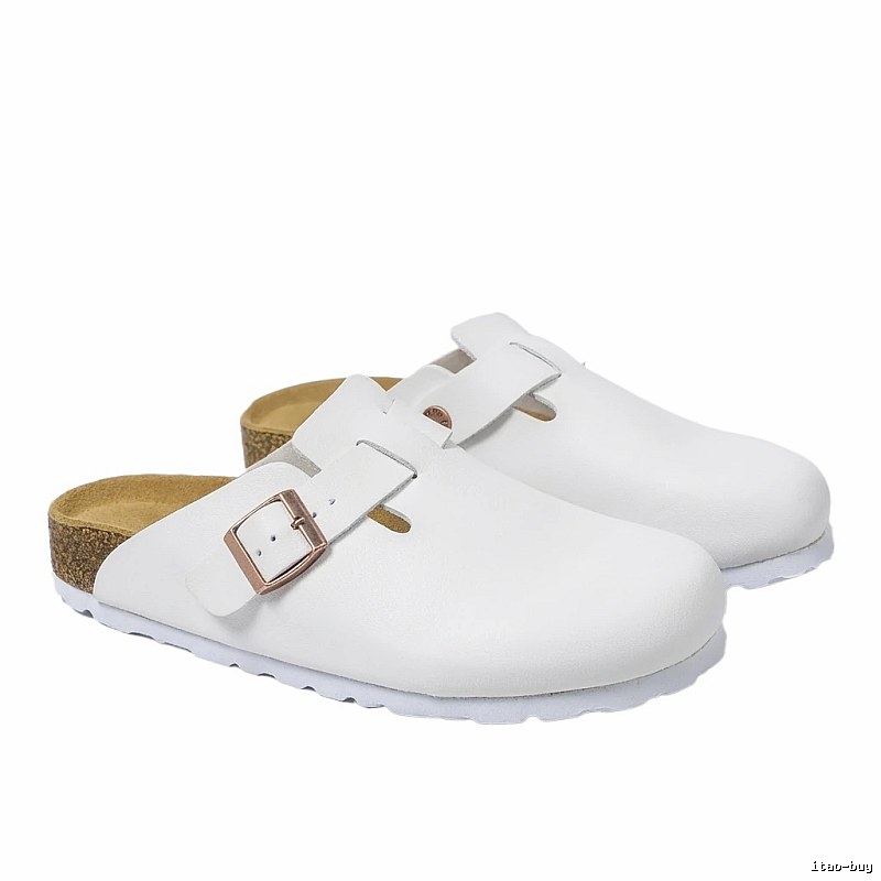 BIRKENSTOCK minimalist style white mule shoes