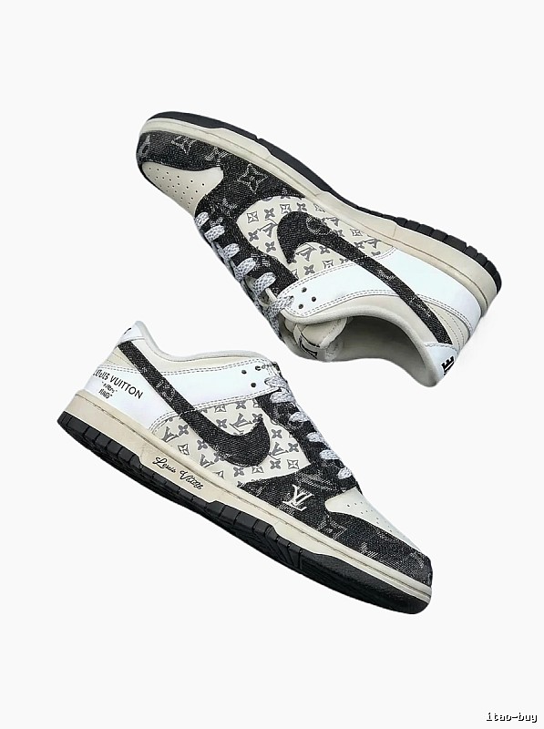 Black and White Trendy Shoes of Nike LV Co-branded Style