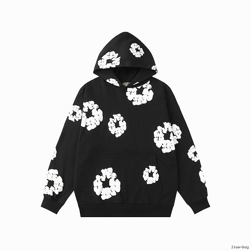 Black Bold Flower Pullover Hoodie