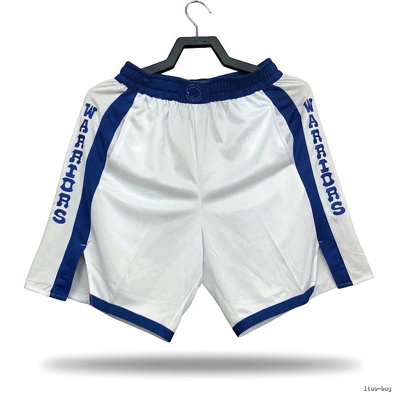 Blue and white sports shorts of the Curry series