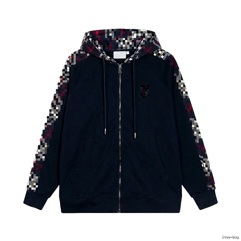 Burberry checkered fashion black coat