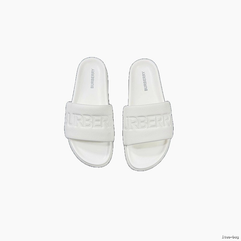 Burberry Embossed Minimalist Style White Slides