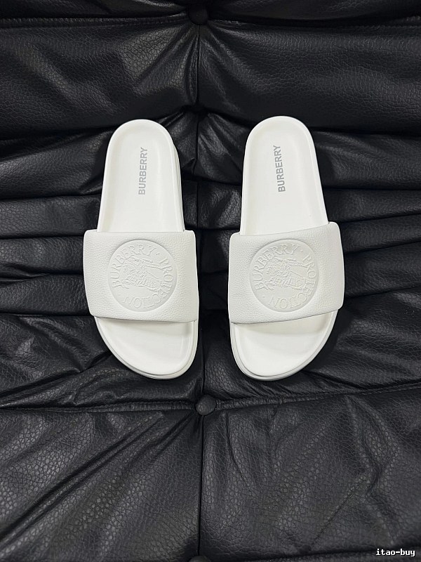 Burberry Embossed Warhorse Minimalist Style White Slides