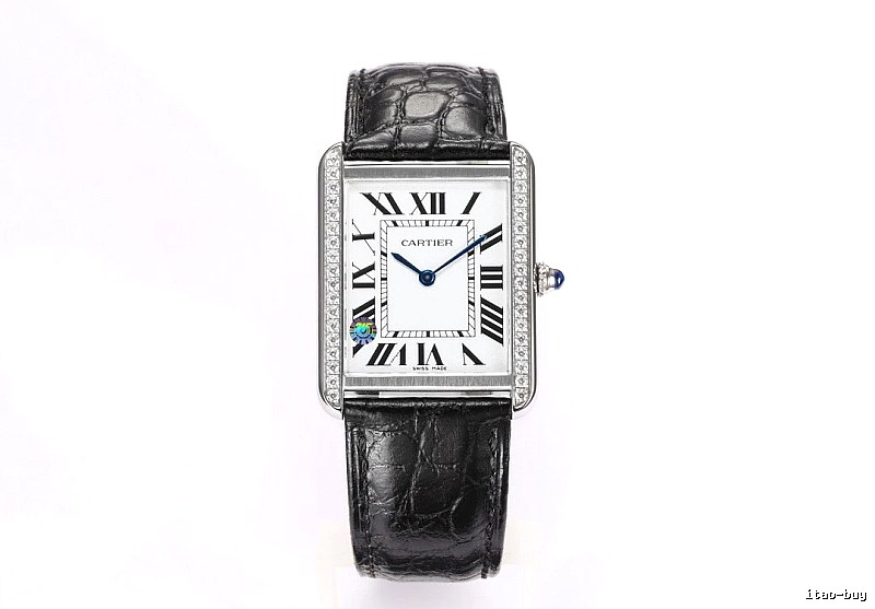 Cartier Tank-Style Dress Watch Travel Edit in Silver And Black