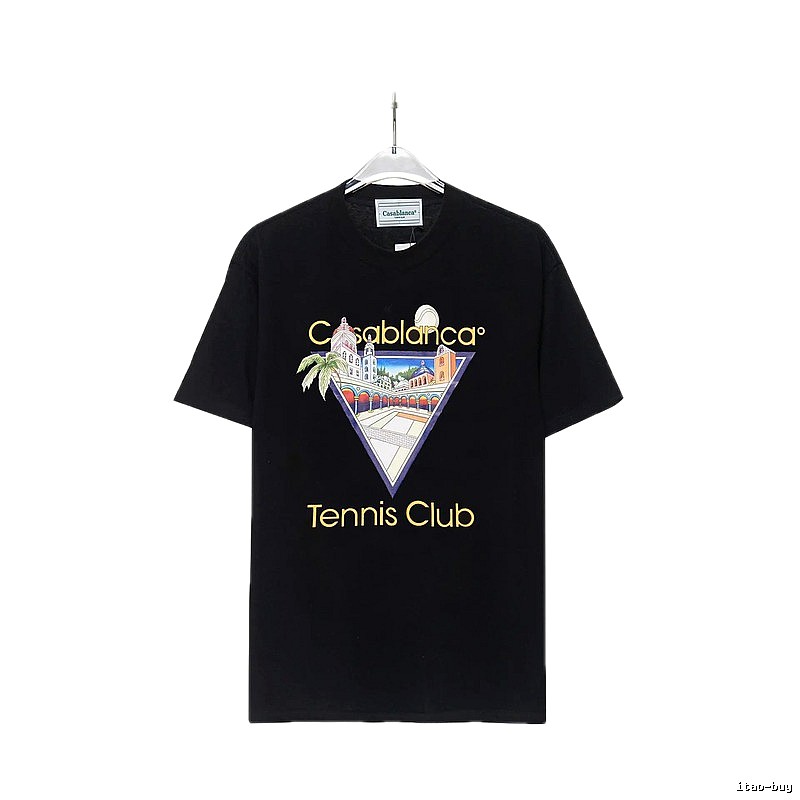 Casablanca Print Casual Black T-shirt