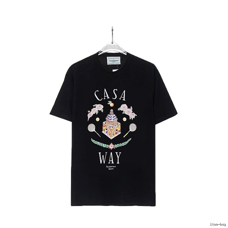 Casablanca Print Retro Style Black T-shirt