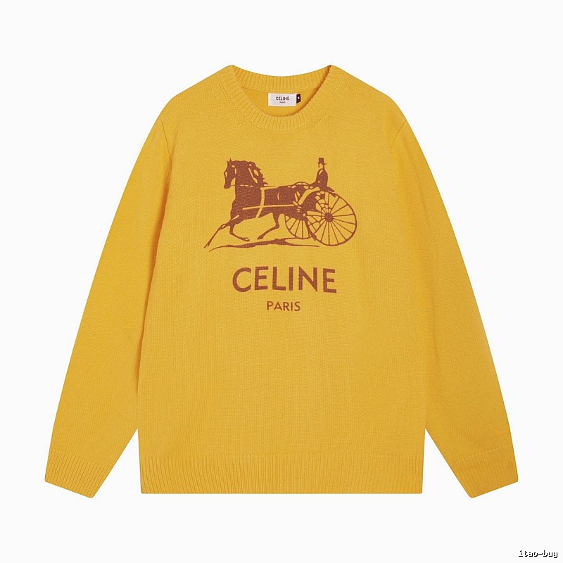 CELINE Yellow Logo Knit Sweater for Travel Packing