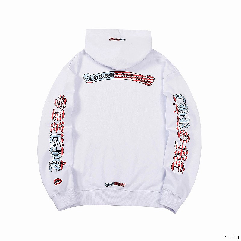 Chrome Hearts 2088-78 White Cross Graphic Hoodie Logo Detail