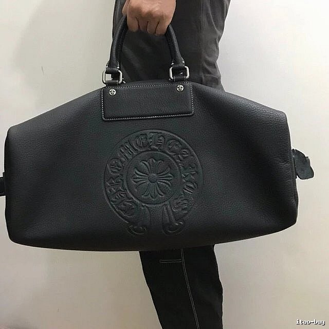 Chrome Hearts Black Leather Duffel Duffel Bag for Daily Rotation