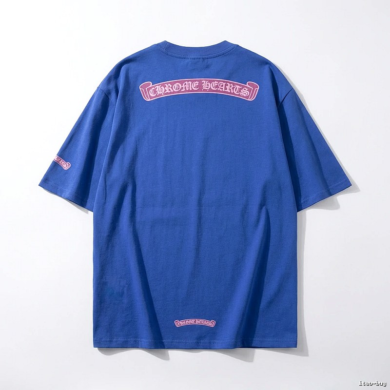 Chrome Hearts Blue Trendy and Cool Short-sleeve Shirt