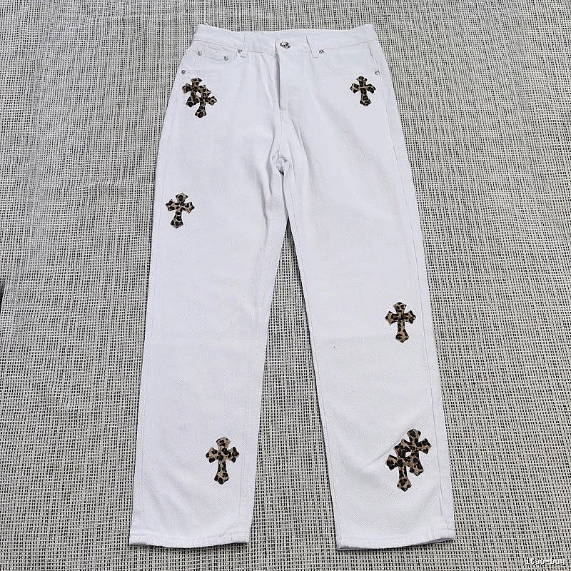 Chrome Hearts Classic Cross patch jeans White Jeans Black for Daily Styling
