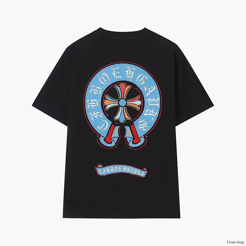 Chrome Hearts Colorful Cross Trendy Cool Style Black Short-sleeve T-shirt