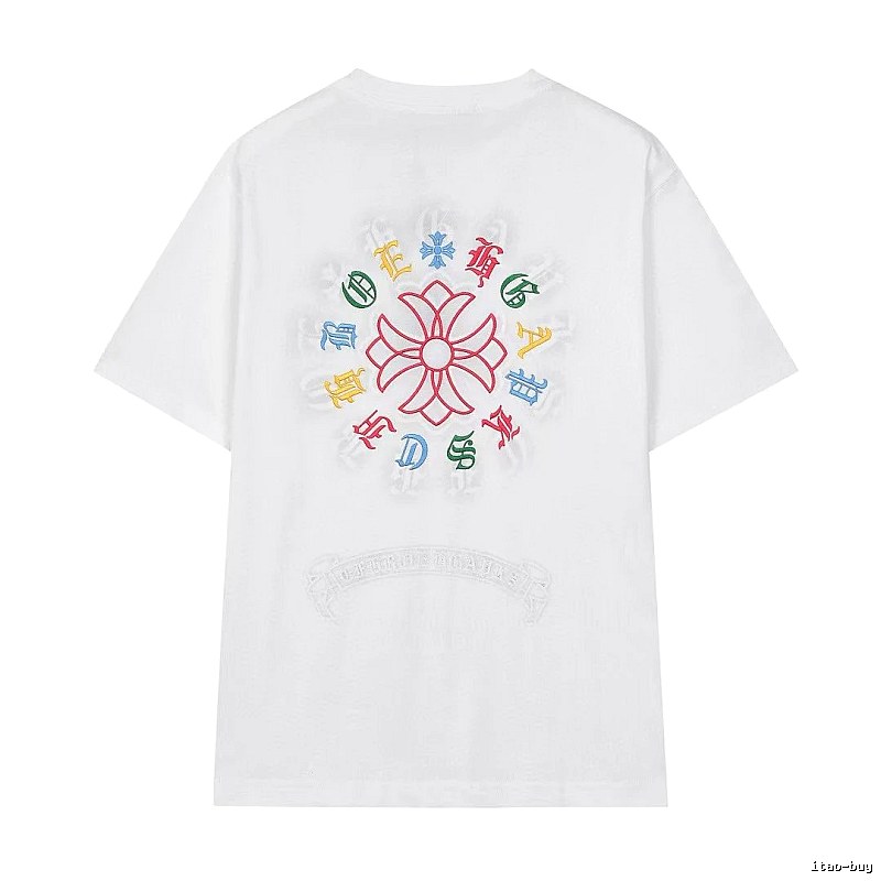 Chrome Hearts Colorful Embroidered Street Style White T-Shirt