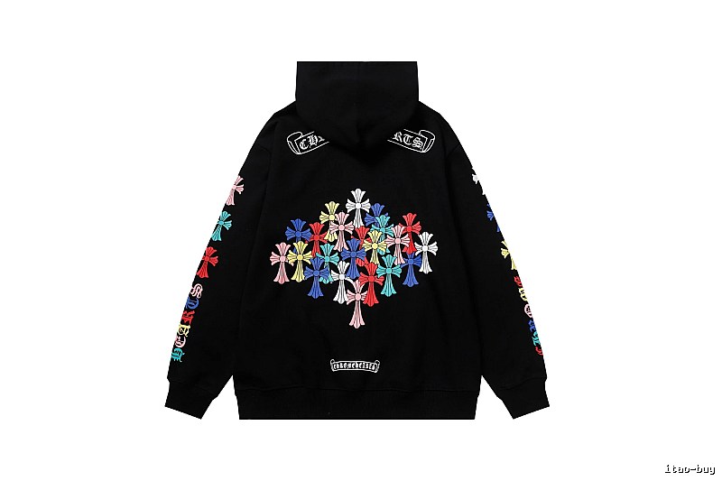 Chrome Hearts Compact Cross graphic hoodie Black Blue Cross for Sport-Inspired Styling