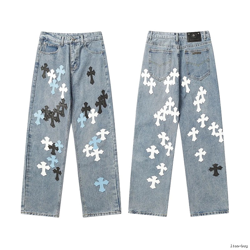 Chrome Hearts Compact Graphic jeans Light Denim Jeans for Sport-Inspired Styling