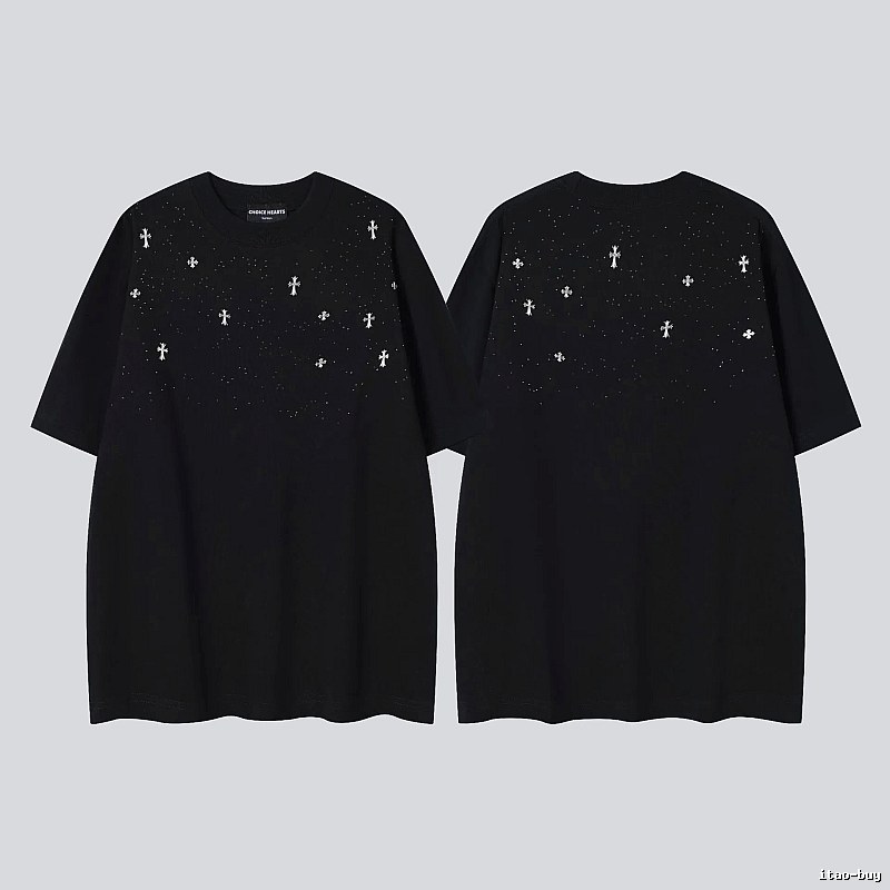 Chrome Hearts Cross Embroidered Street Style Black Short-sleeve T-shirt