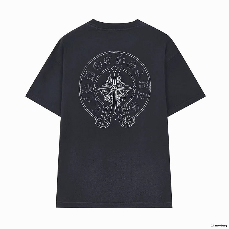 Chrome Hearts Cross Embroidered Street Style Black T-Shirt