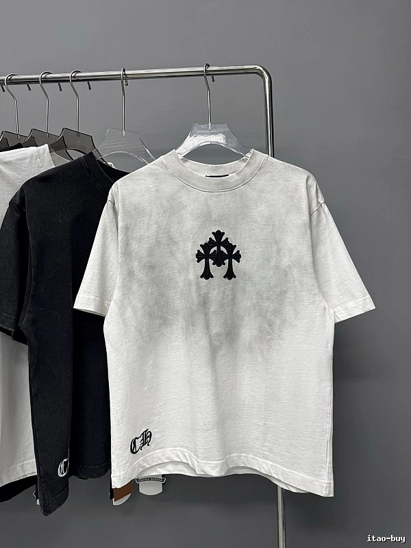 Chrome Hearts Cross Embroidered Street Style White T-shirt