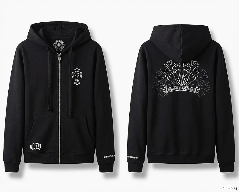 Chrome Hearts Cross Print Style Black Sweatshirt