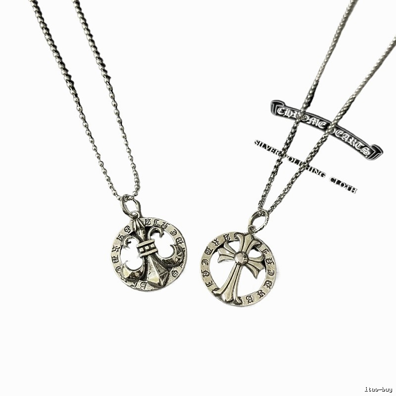 Chrome Hearts Cross Retro Style Silver Necklace