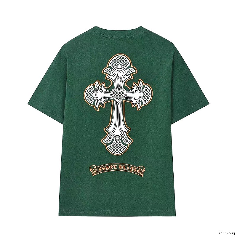 Chrome Hearts Cross Street Style Dark Green Short Sleeve T-Shirt