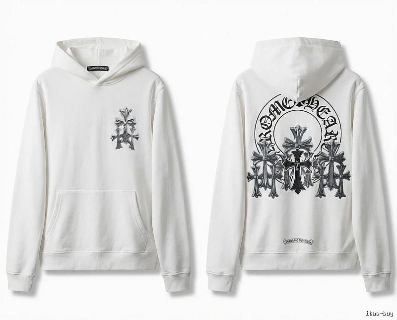 Chrome Hearts Cross Trendy and Cool Style White Hoodie
