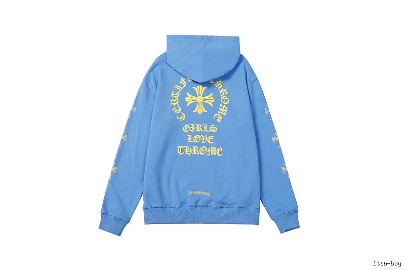 Chrome Hearts Daily Cross graphic hoodie Black Blue Cross with Visual Detail