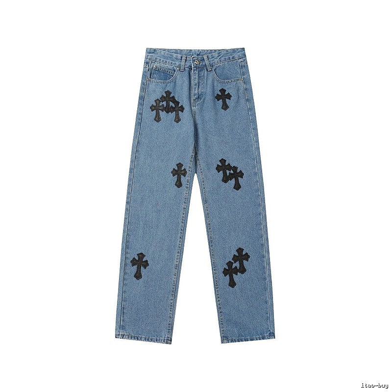 Chrome Hearts Easy Match Graphic jeans Light Denim Jeans for Leisure Wear