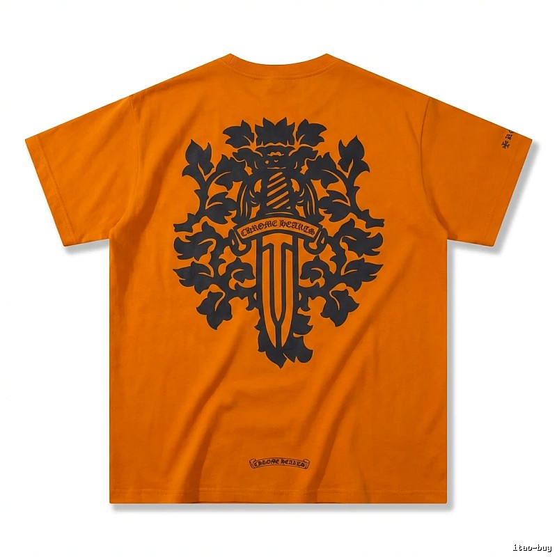 Chrome Hearts Gothic Style Orange T-shirt