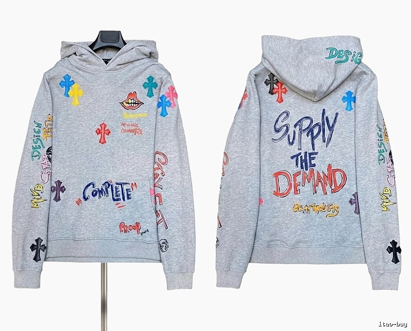 Chrome Hearts Graffiti Style Grey Hoodie