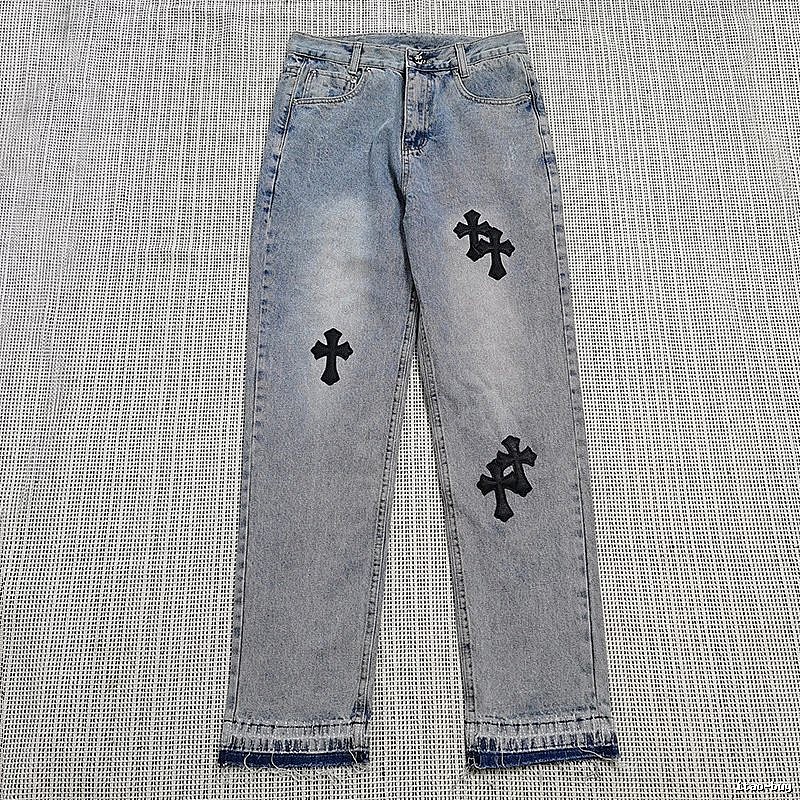 Chrome Hearts Monogram Cross patch jeans White Jeans Black for Layered Styling