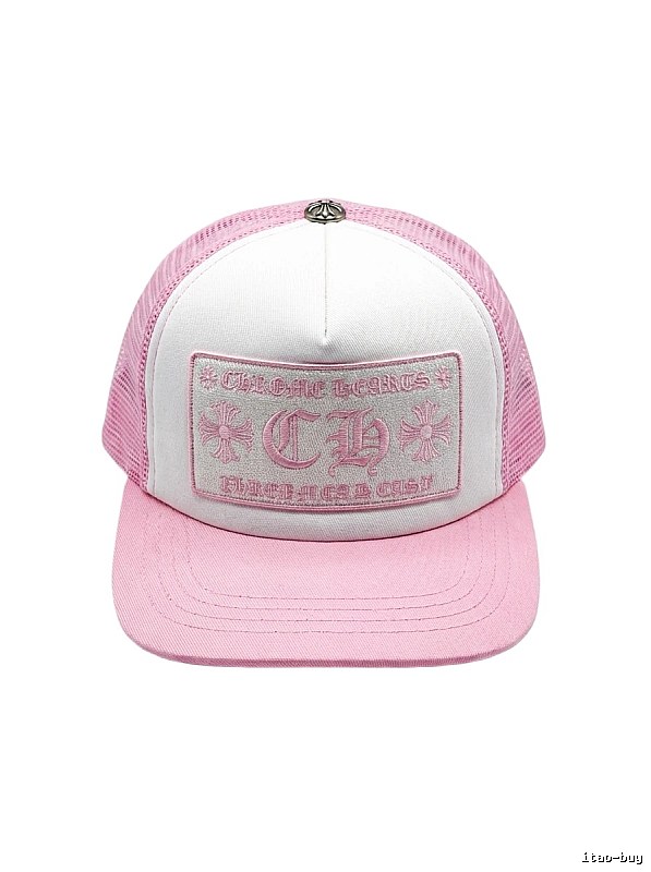 Chrome Hearts Pink and White Patchwork Trendy Hat