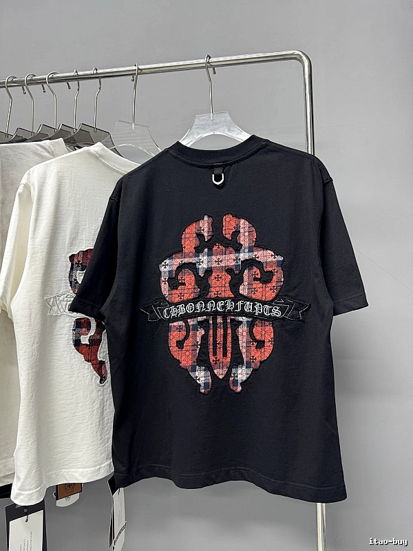 Chrome Hearts Plaid Cross Street Style Black Short-sleeve T-shirt