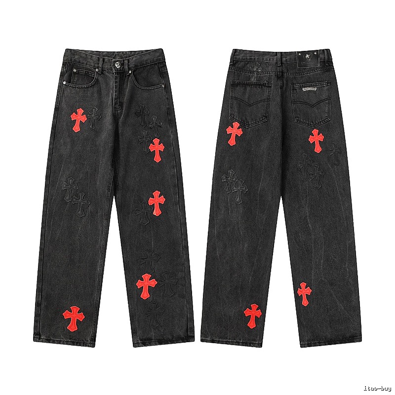 Chrome Hearts Premium Style Graphic jeans Light Denim Jeans for Minimal Outfits