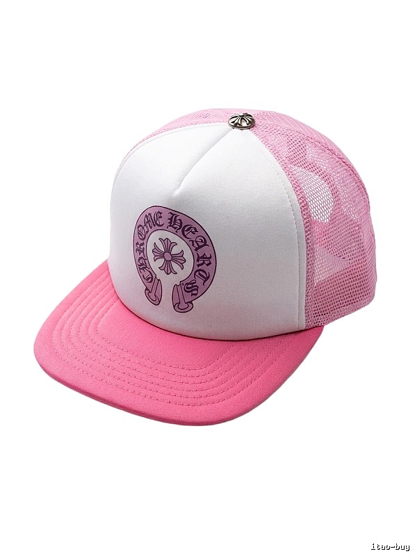 Chrome Hearts Retro Style Pink and White Hat