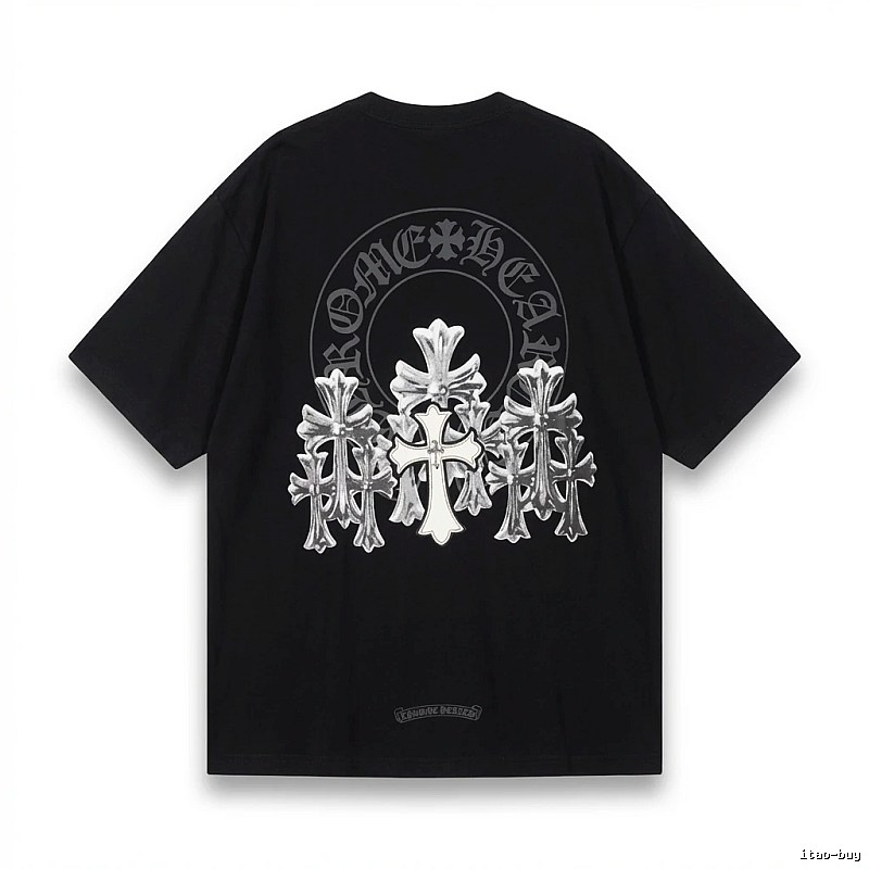 Chrome Hearts Silver Cross Black T - Shirt