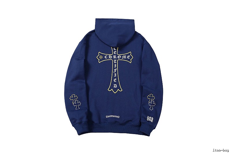 Chrome Hearts Weekend Cross graphic hoodie Black Blue Cross for Seasonal Looks